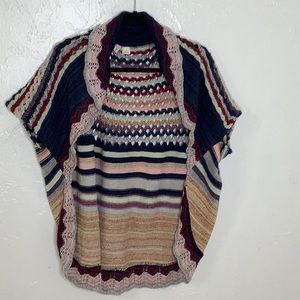 Anthropologie Moth Knitted and Knotted Poncho sleeveless cardigan size Small EUC